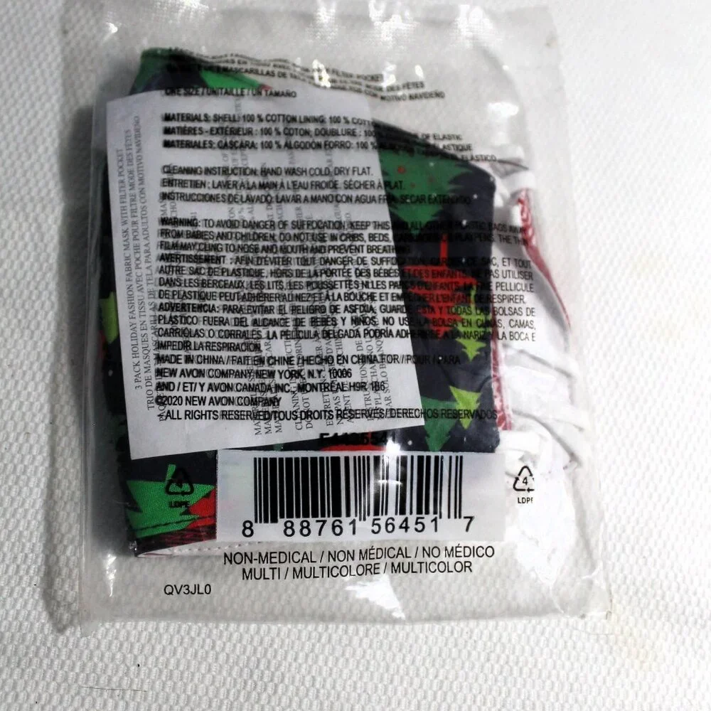 NWT Set of 3 Holiday-Themed Cloth Face Masks